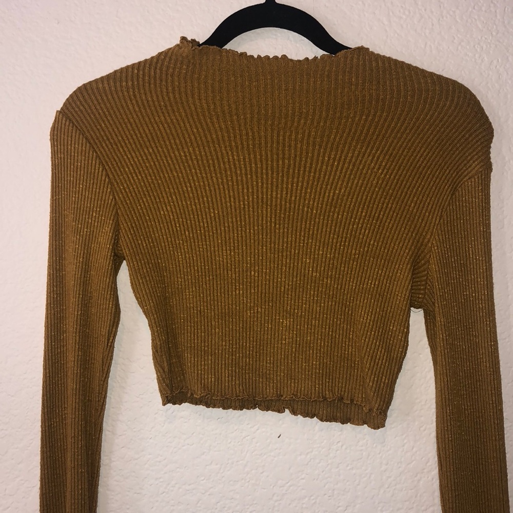 Ruffled Long Sleeve Mustard Top